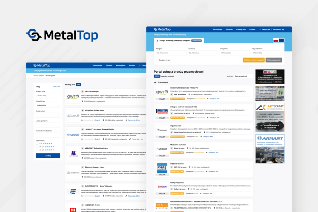 Web Development & Design - MetalTop.pl: Case Study by Fingoweb