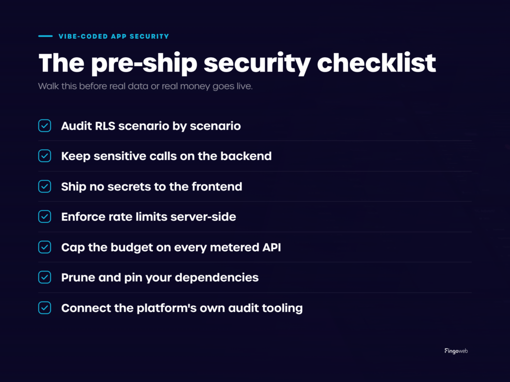 vibe coding security checklist
